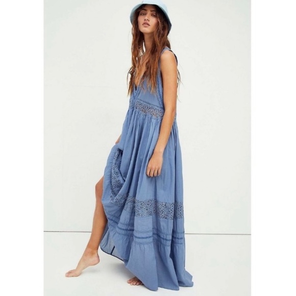 Free People Dresses & Skirts - Free People Carla Lace Maxi Dress Blue